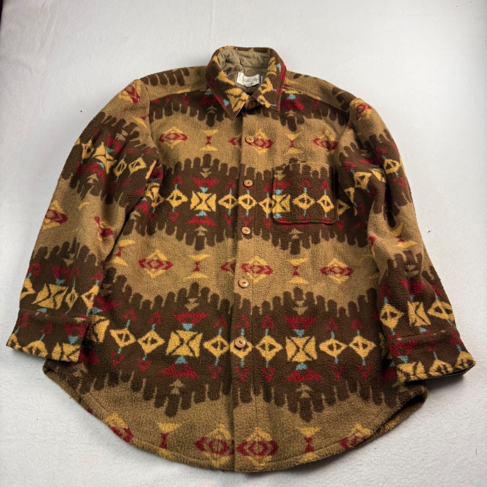 Tasha Polizzi Collection Mens Brown Southwestern Fleece Shirt Jacket Medium‎